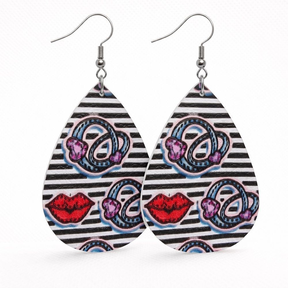 3For$20 Kiss and Rings Stylish Multicolor Teardrop EarringsNEW